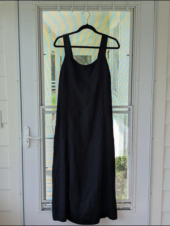 J. Jill 100% Linen / Cotton Lined/ Maxi Dress Black 10P Like New - Picture 3 of 4